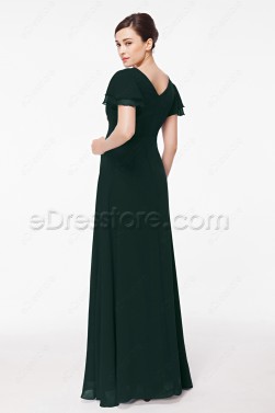 Modest Plus Size Dark Green Formal Dress with Sleeves
