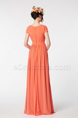 modest peach bridesmaid dresses