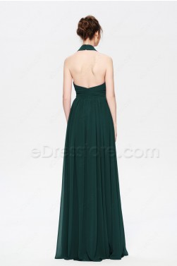Dark Green Halter Formal Dresses Long