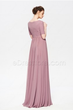 modest dusty rose bridesmaid dresses