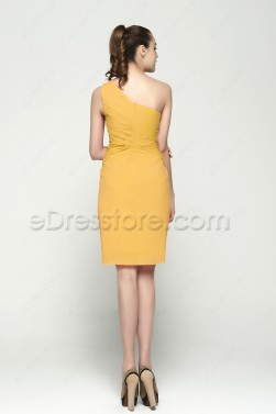 One Shoulder Yellow Cocktail Dresses