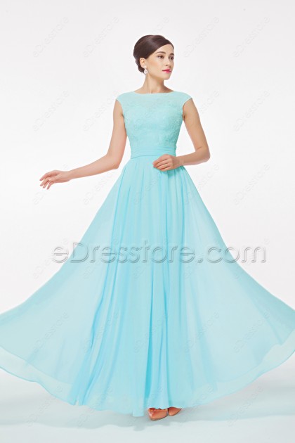 light blue modest dress