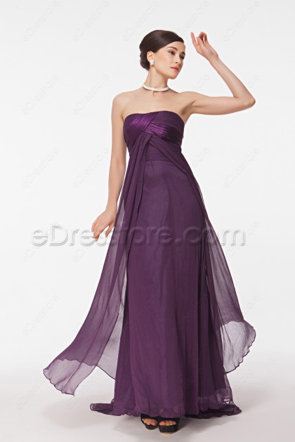 Purple Maid Of Honor Dresses Long Bridesmaid