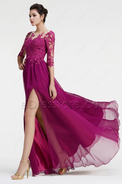 magenta long dress
