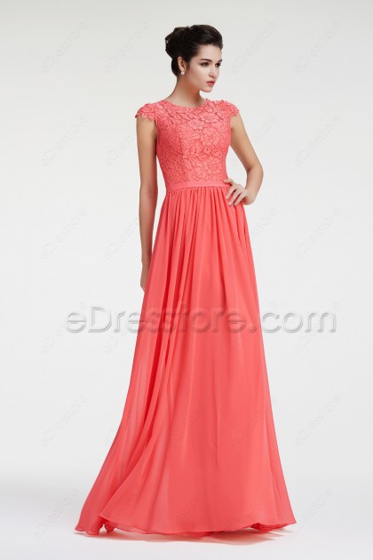 modest coral dress