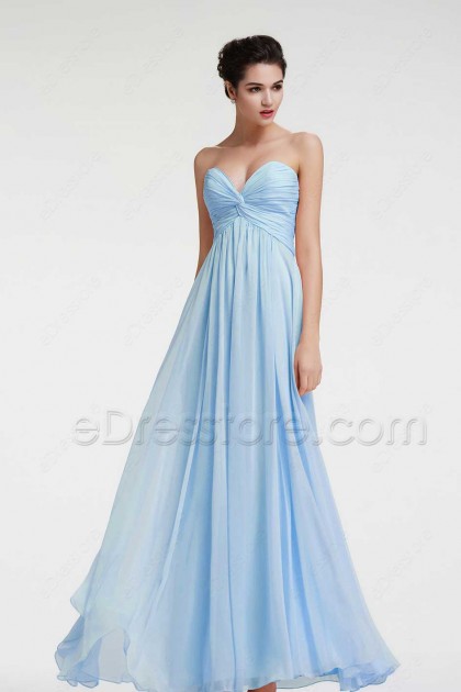 Sweetheart Ice Blue Prom Dresses Long Evening Dresses