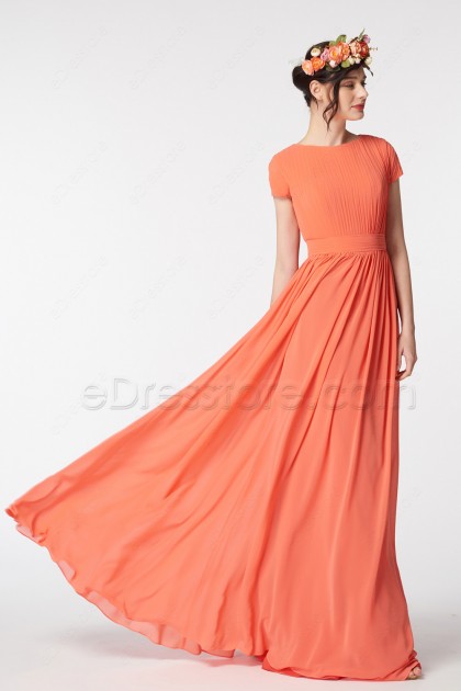 short coral bridesmaid dresses