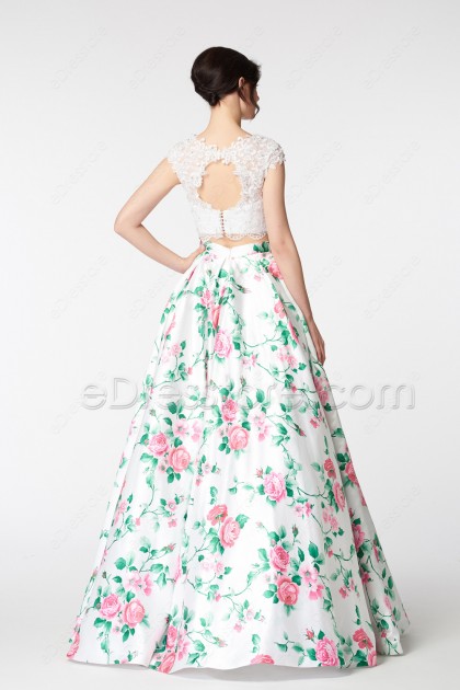 white floral ball gown