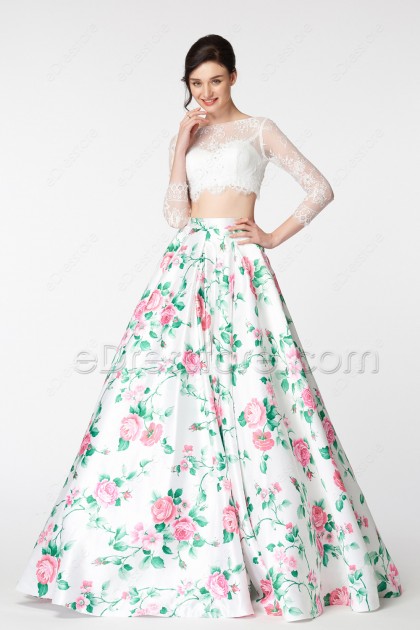 white floral ball gown