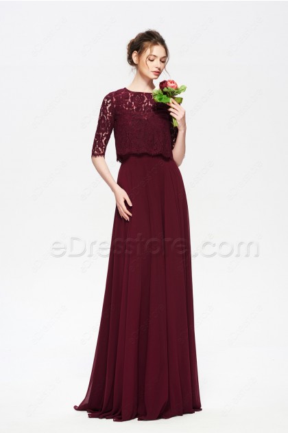 burgundy dress modest