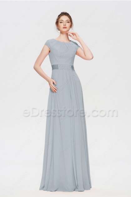 modest dusty blue dress
