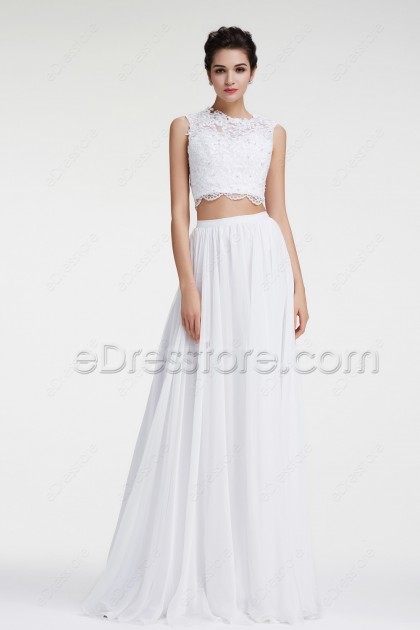 Lace Chiffon Two Piece Boho Beach Wedding Dresses