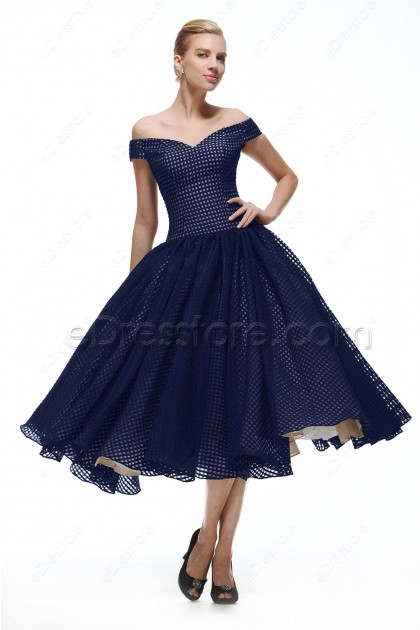 navy blue mid length dress