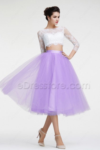 Orchid Long Sleeves Two Piece Homecoming Dresses