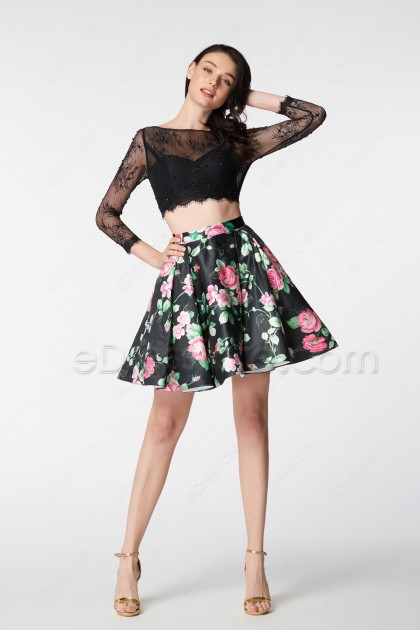two piece floral homecoming dress