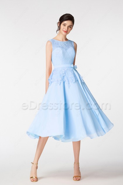 baby blue tea length dress