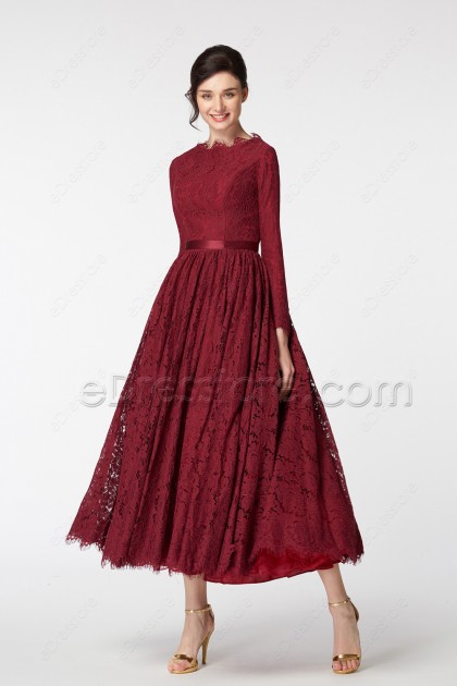 burgundy dress modest