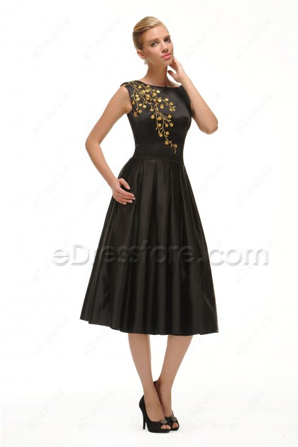 black tea length cocktail dress