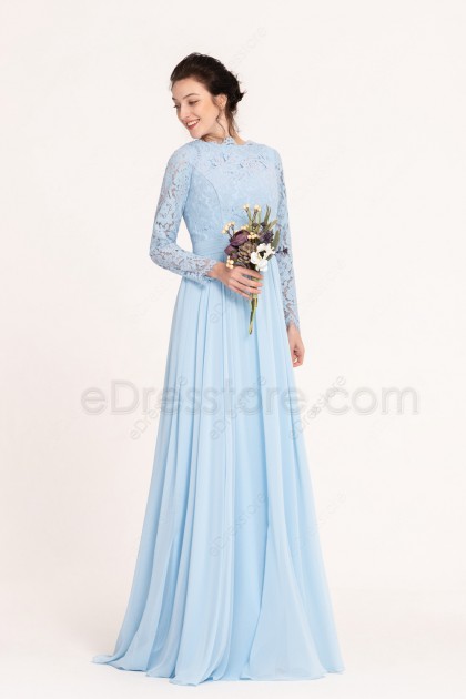 Modest Light Blue Bridesmaid Dresses ...