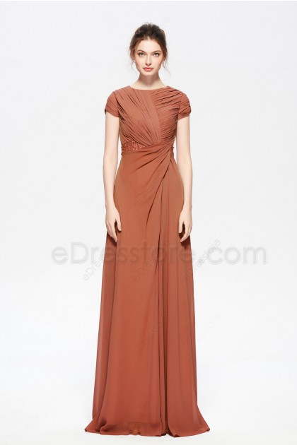 Rust Red Modest Mother of the Bride Groom Dresses