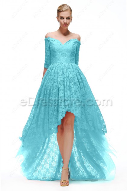 sky blue gown with sleeves