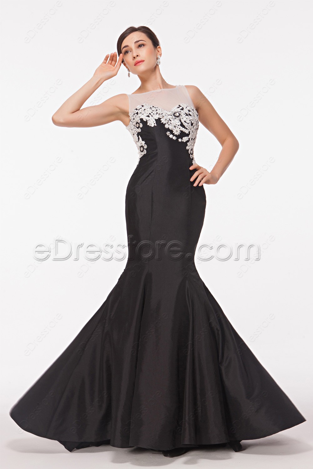 black and white mermaid gown