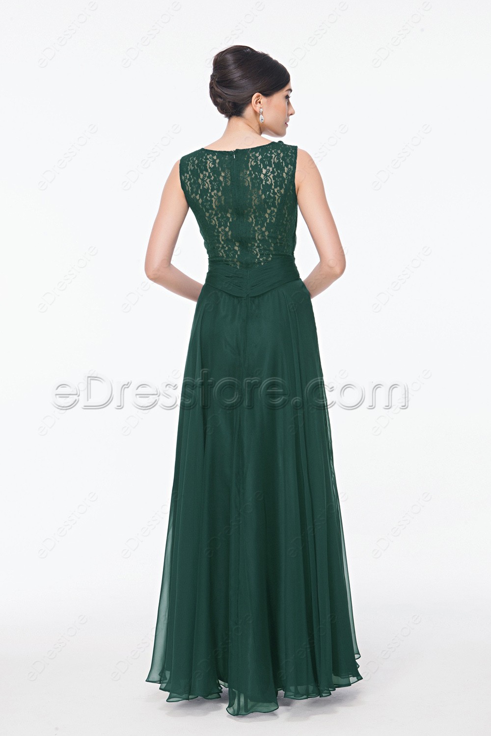 Forest green long sleeve formal dresses short