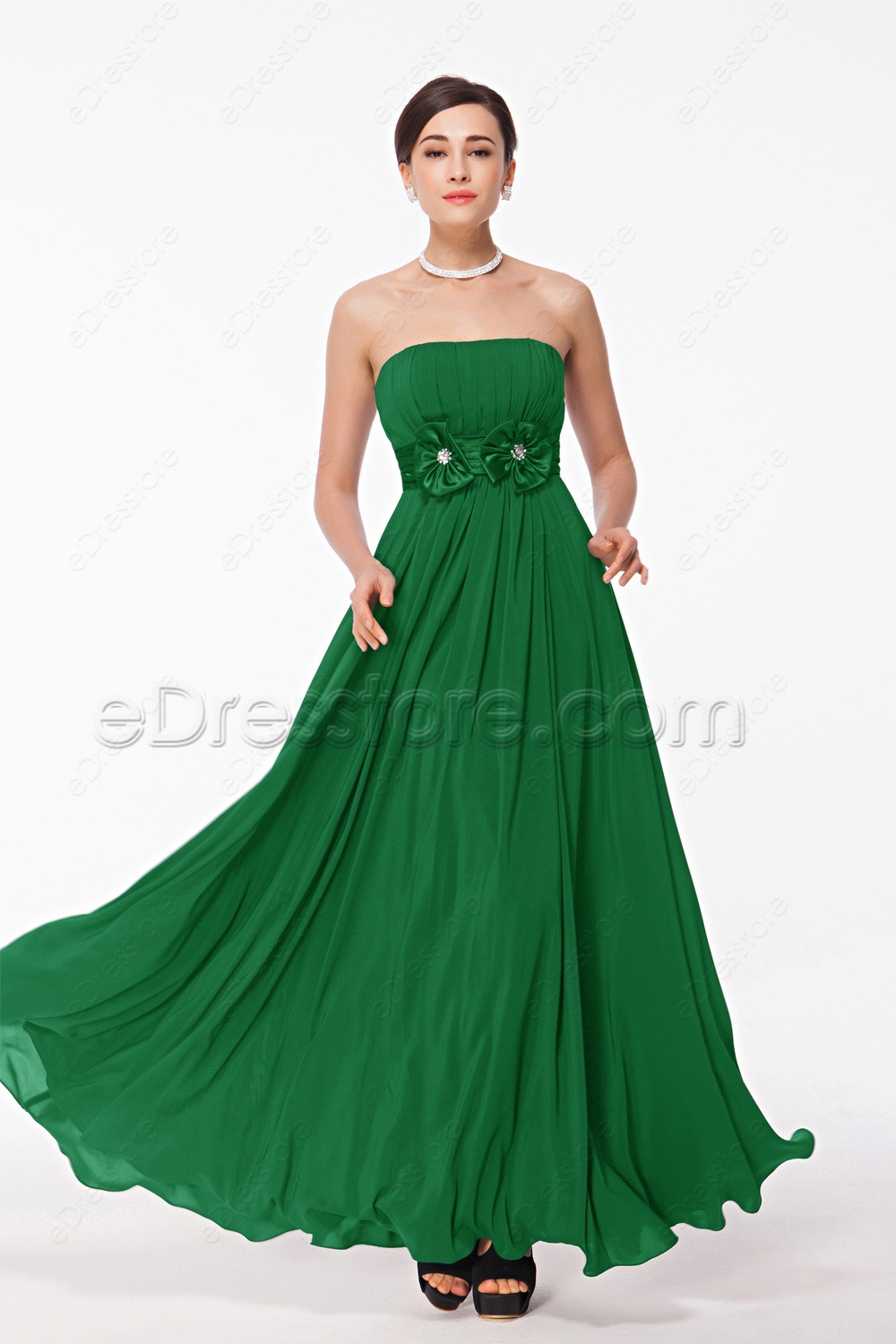 emerald green strapless gown