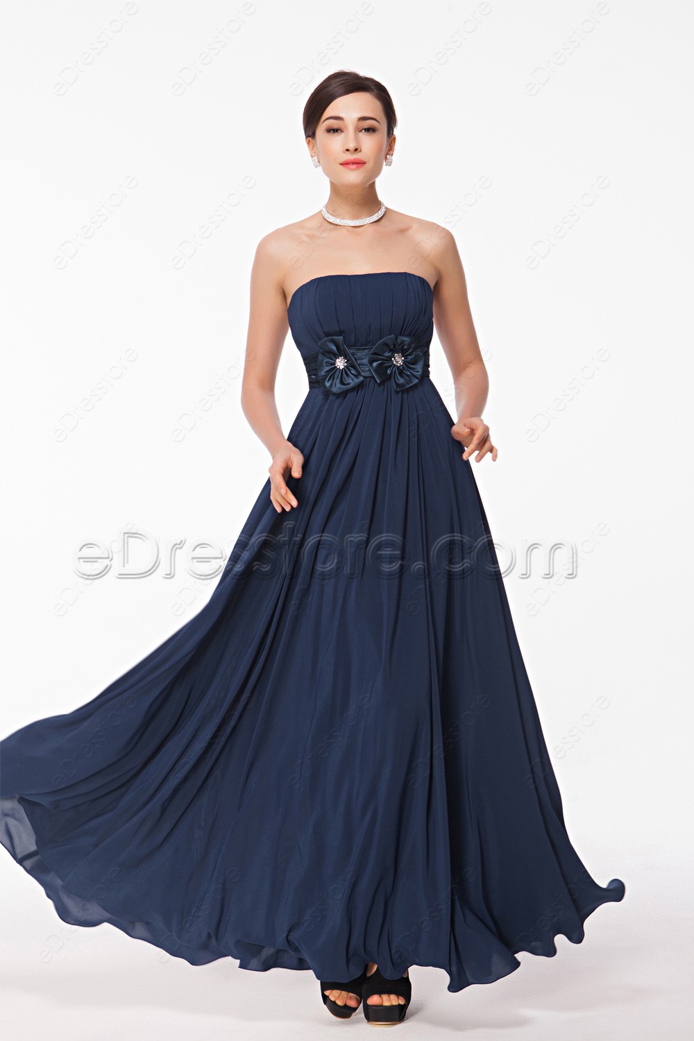 navy strapless