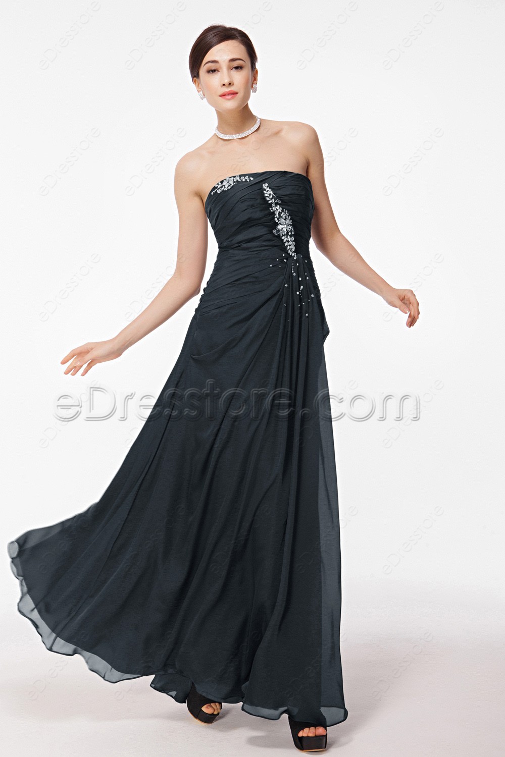 Crystals Charcoal Grey Maid of Honor Dresses Bridesmaid Dresses