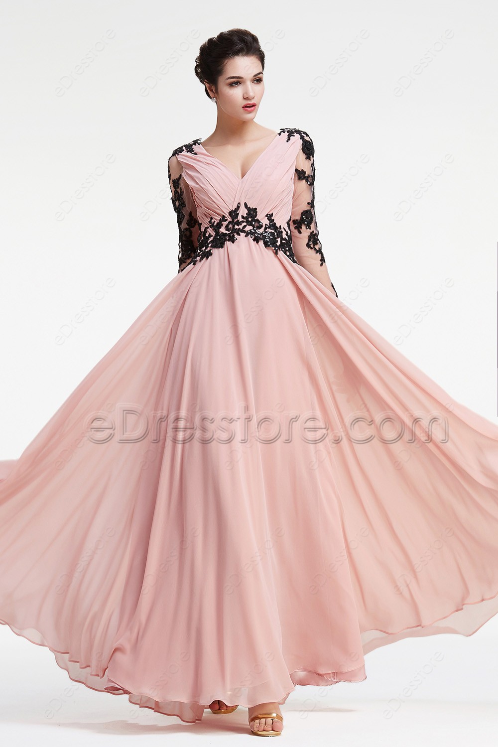 dusty rose floor length dress