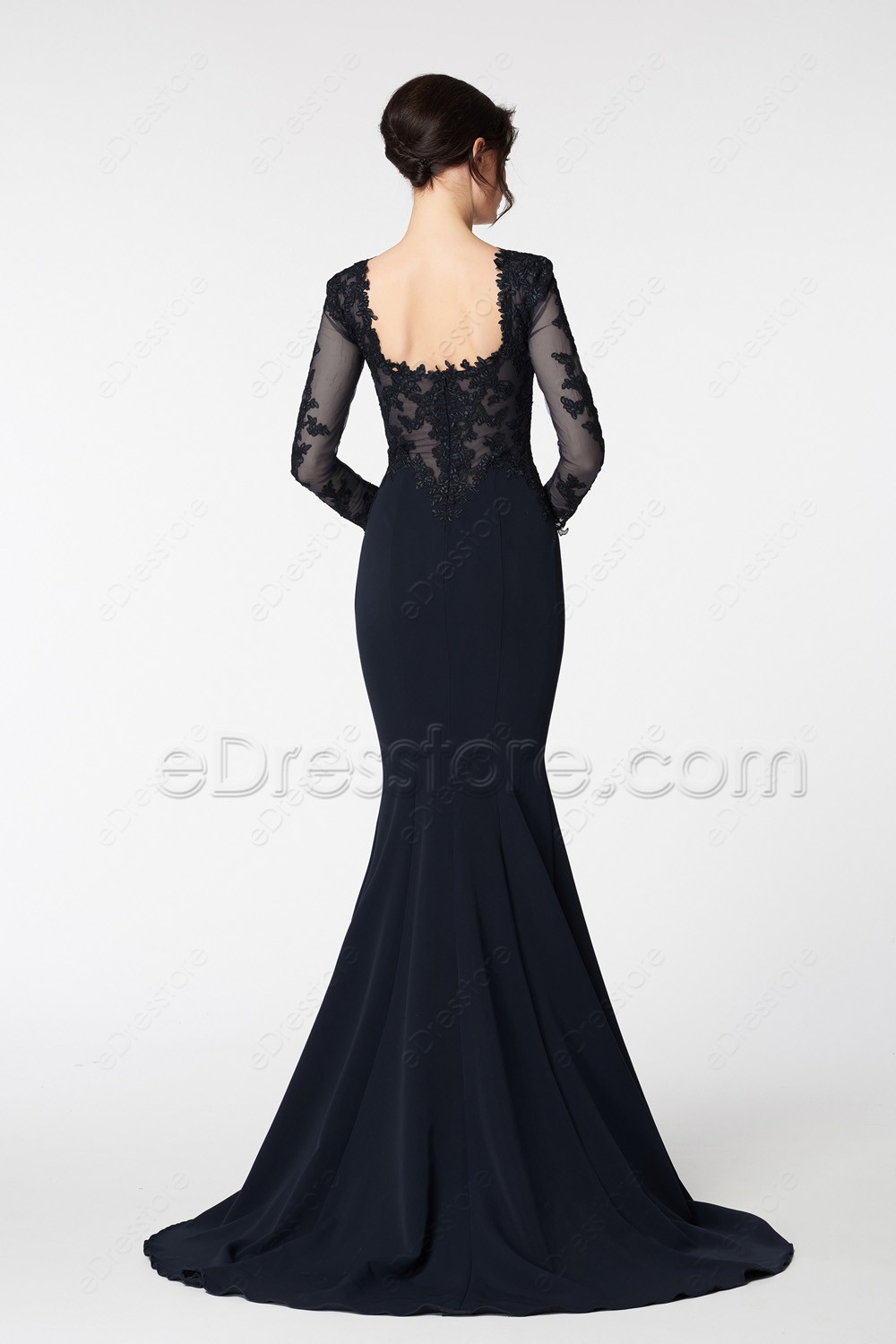 long sleeve black mermaid gown