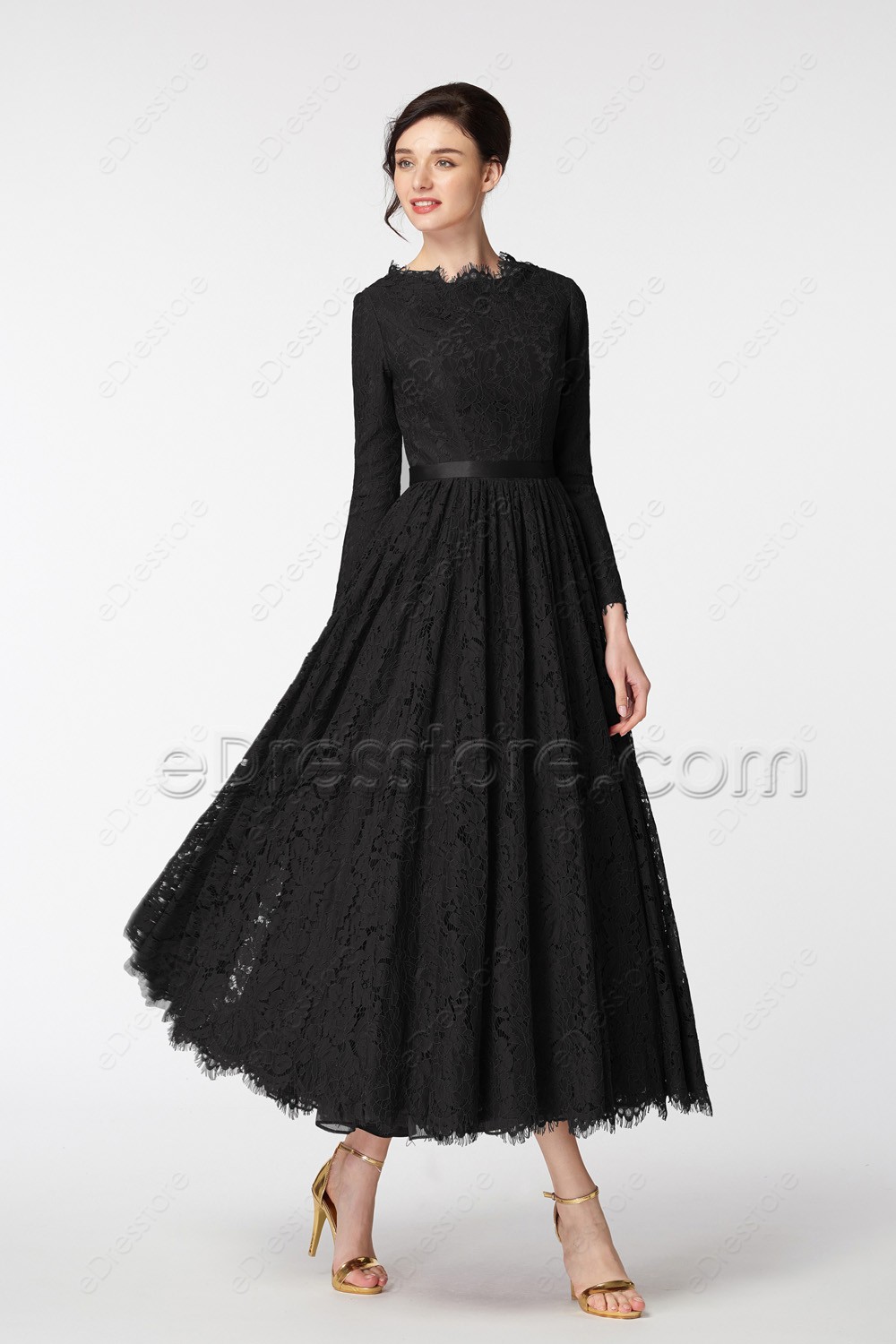 Modest Black Formal Dresses Long ...