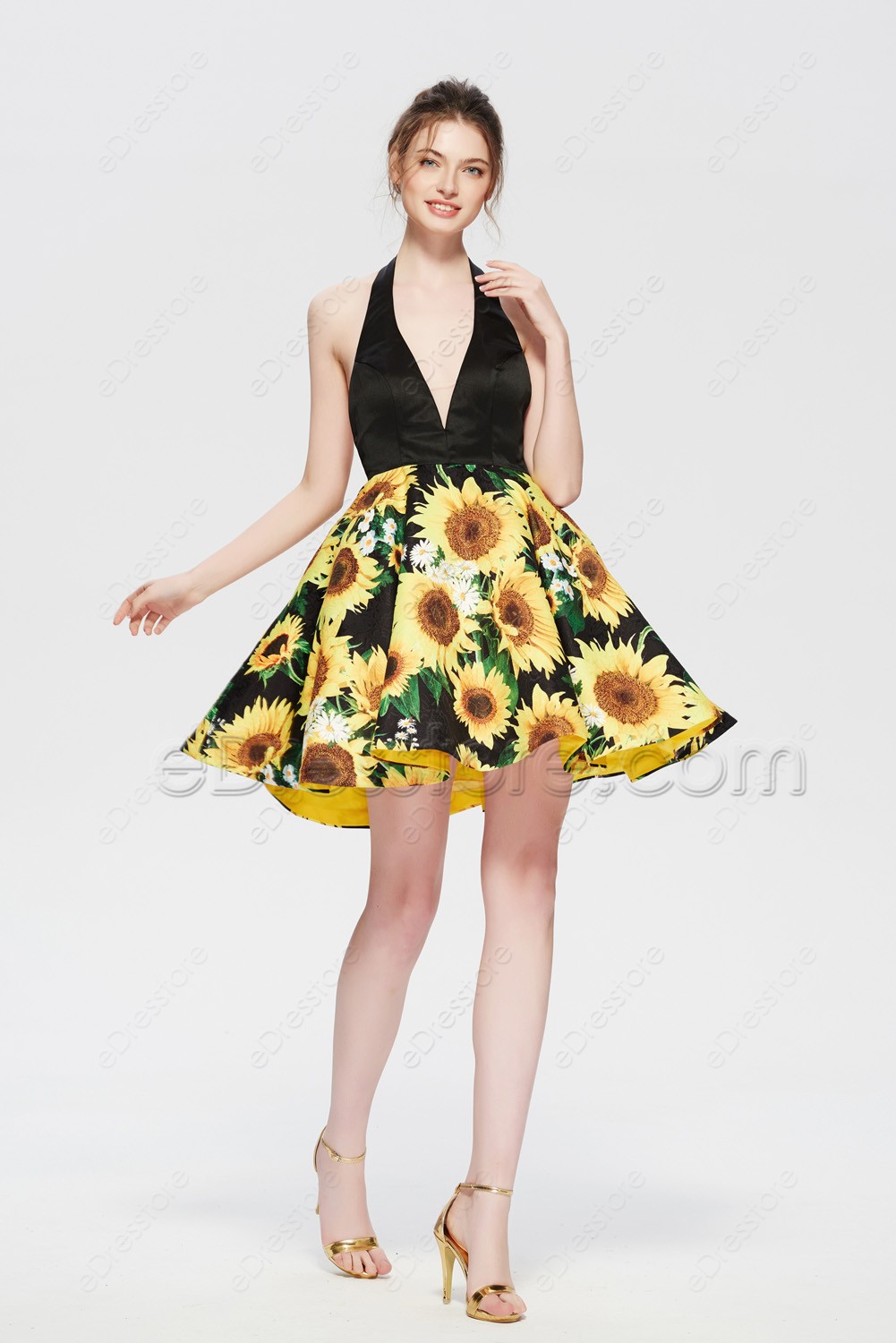 Floral sunflower yellow backless 