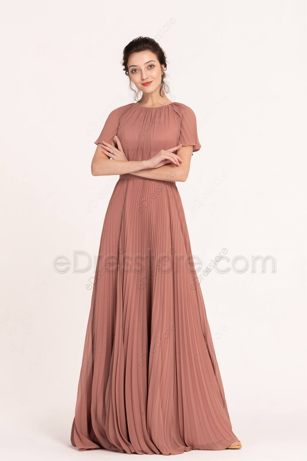 modest blush bridesmaid dresses