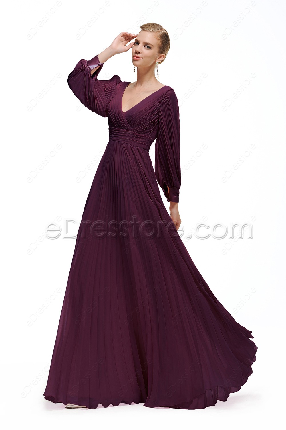 eggplant evening dress