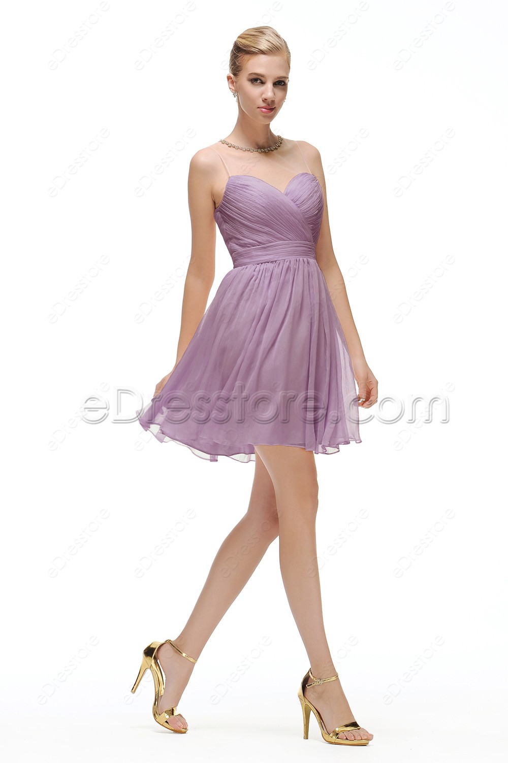 Dusty Lavender Short Bridesmaid Dresses