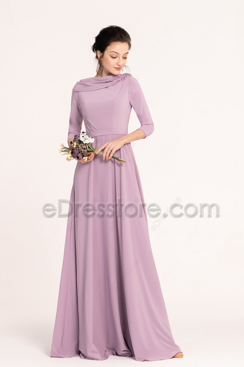 Wisteria Modest Bridesmaid Dresses 3 4 Sleeves