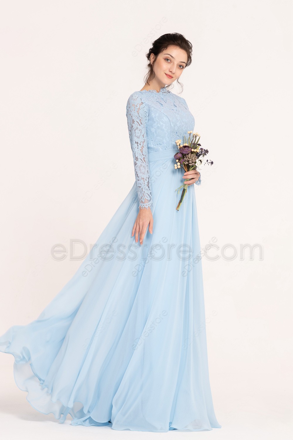 Modest Light Blue Bridesmaid Dresses ...