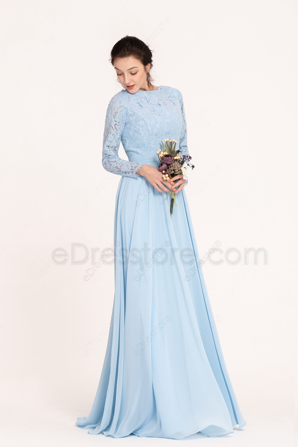Modest Light Blue Bridesmaid Dresses ...