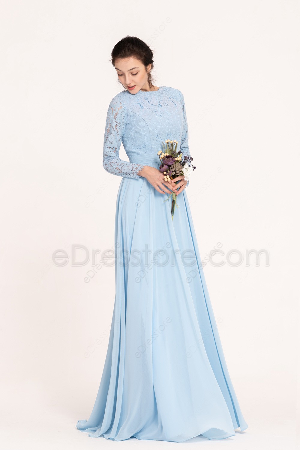 light blue modest dress
