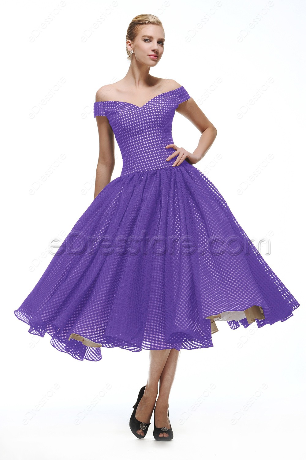 Lavender Tea Length Dress 4