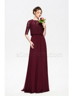 burgundy dress modest