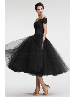Black Vintage Off the Shoulder Ball Gown Homecoming Dress