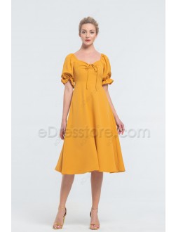 Vintage Marigold Yellow Midi Bridesmaid Dresses Your Bridesmaids Can Wear Again